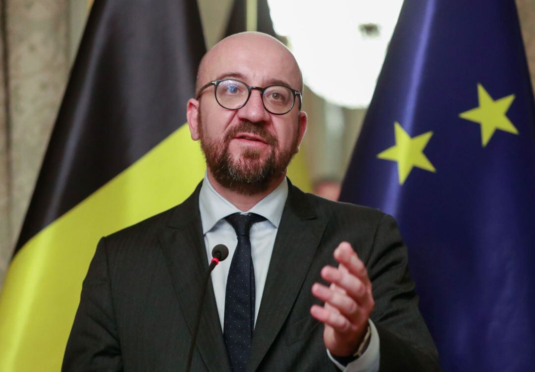 El presidente belga Charles Michel durante una rueda de prensa