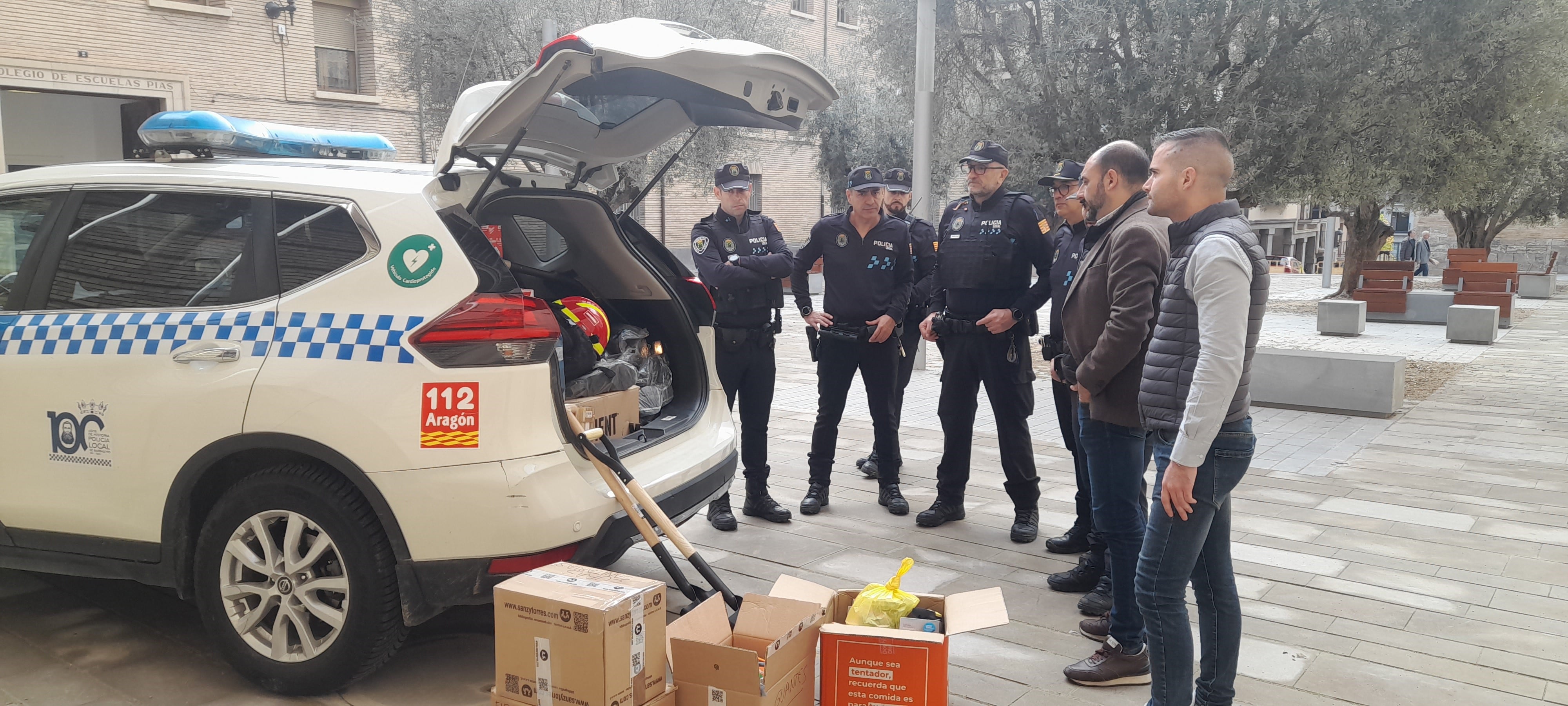 La Policía Local de Barbastro preparando el viaje a Valencia. Foto: Ayuntamiento de Barbastro