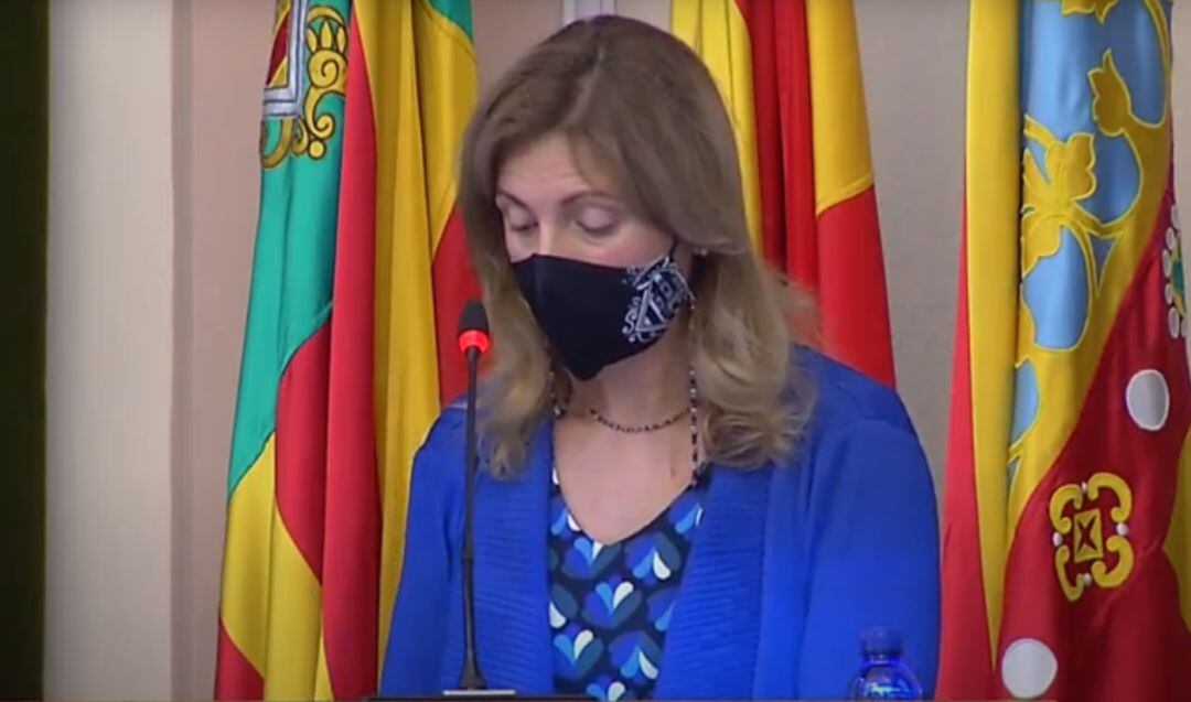 La alcaldesa de Castelló durante el pleno