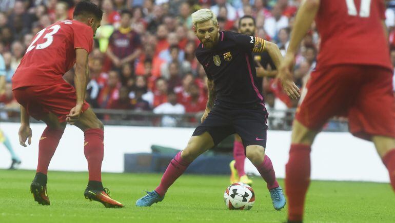 Leo Messi, en el amistoso entre el Liverpool y el Barcelona (4-0).