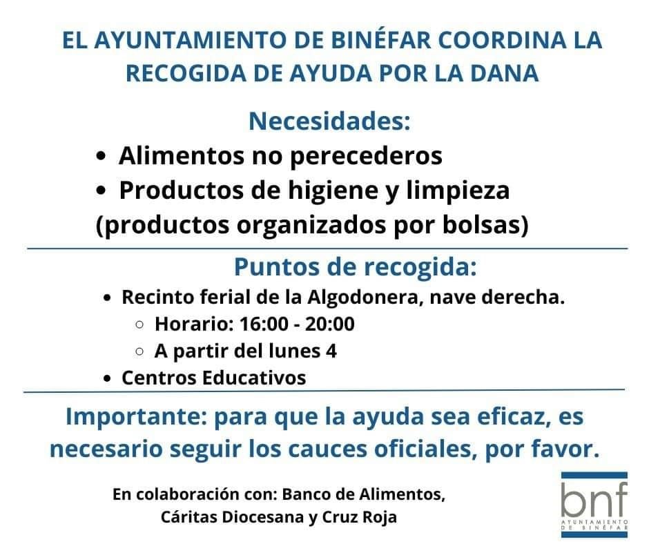 Binéfar solidario con los afectados por la DANA