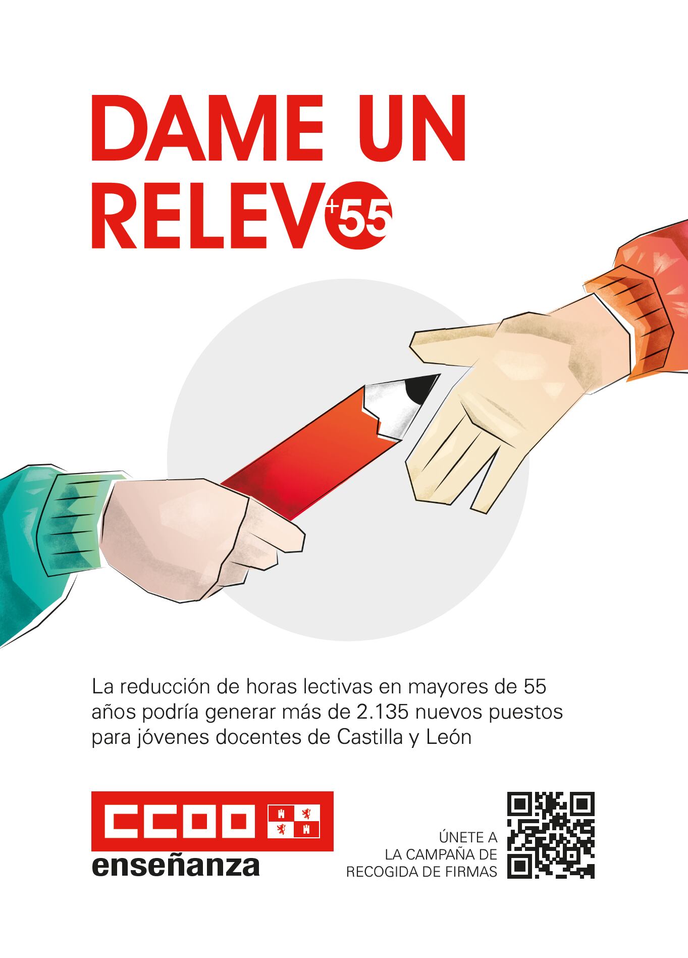 &#039;Dame un relevo&#039; es el lema de la campaña de CCOO para reducir la carga lectiva de los docentes mayores de 55 años