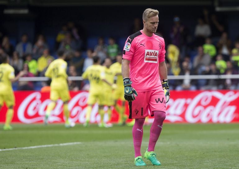 Yoel Rodríguez durante un partido contra el Villareal. 