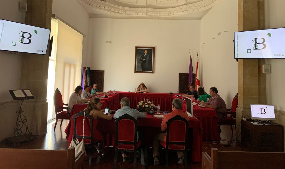 Un momento de la reunión celebrada en el Ayuntamiento de Baeza con la alcaldesa, Lola Marín, en el centro.