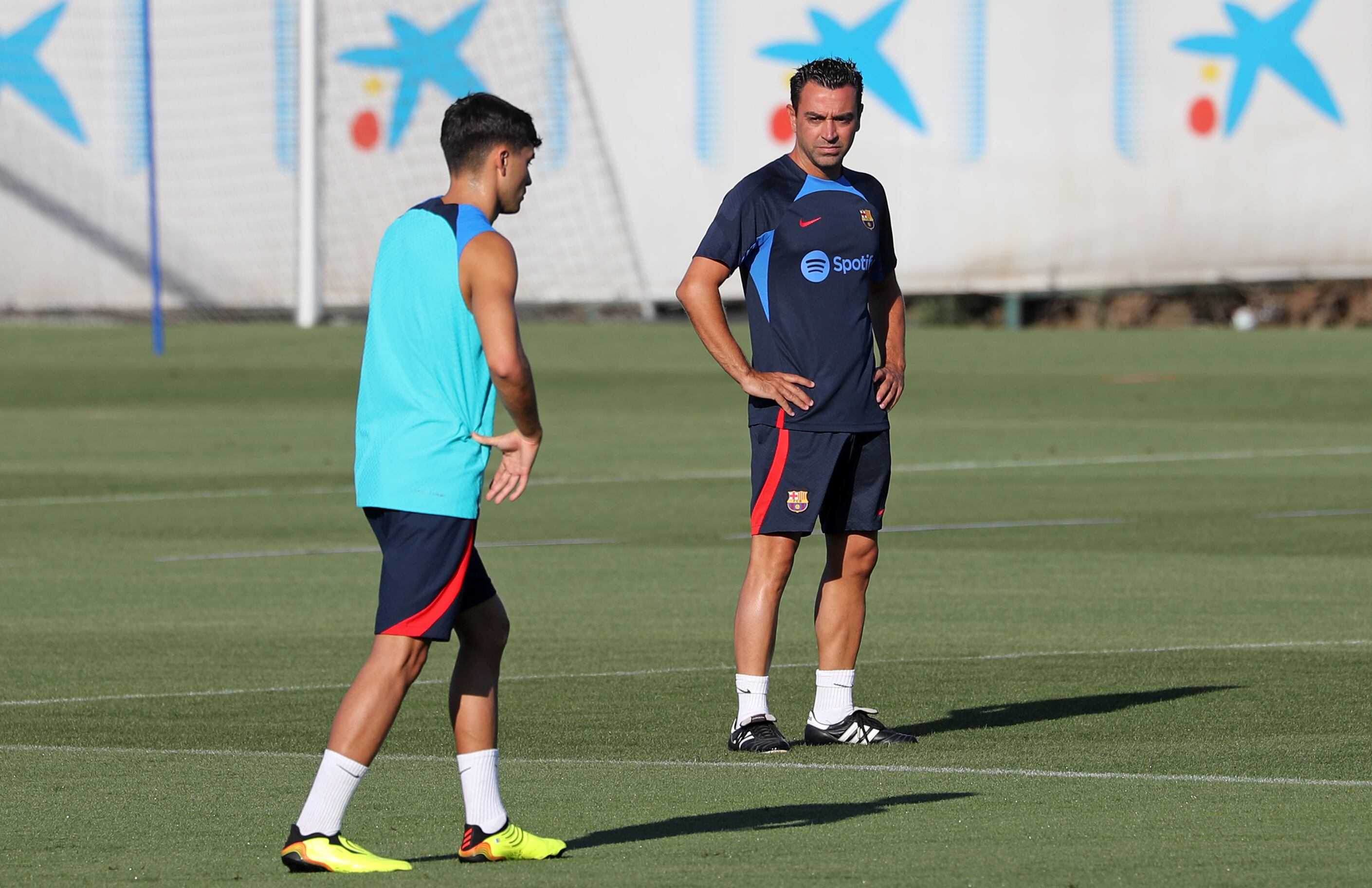 Xavi Hernández, durante un entrenamiento de pretemporada