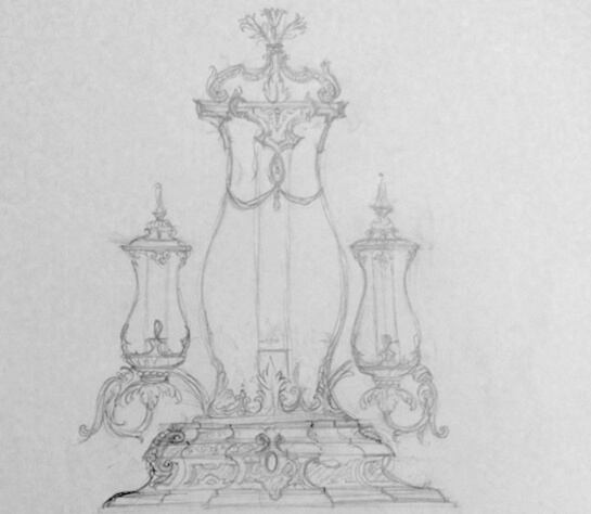 Diseño de José Manuel Martínez de los hurricanes de la hermandad de La Concepción, que se situarán en el paso de palio