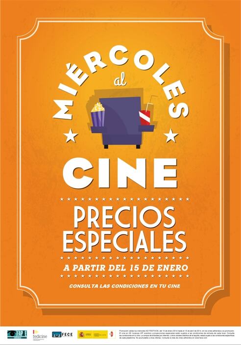 Cartel promocional de &#039;Miércoles al cine&#039;, iniciativa que busca atraer público a las sanas de cine