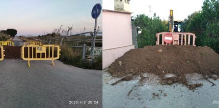 Vallas y tierra para cortar los caminos hacia la playa de Xeraco