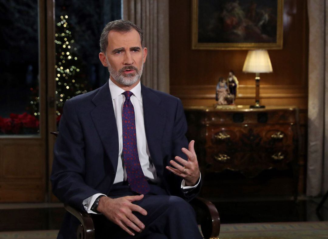 El Rey Felipe VI pronuncia el tradicional mensaje de Navidad, el quinto de su reinado, desde el Palacio de La Zarzuela.