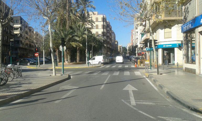 Cruce de calles en Elche