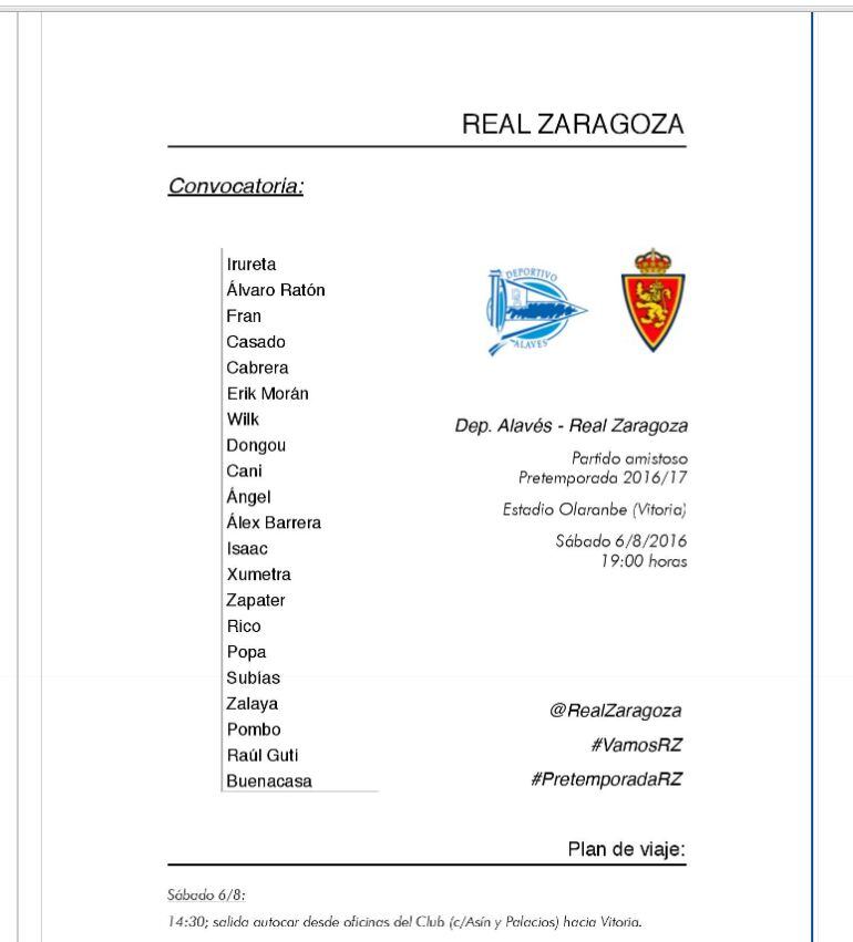 Convocatoria de Luis Milla para el partido contra el Alavés. 