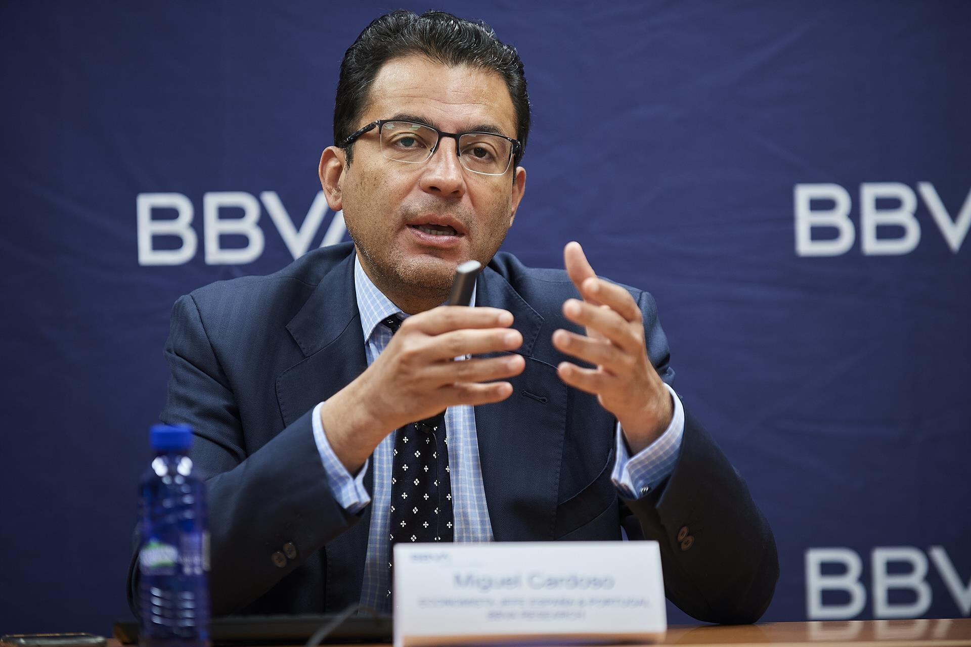 Miguel Cardoso, economista jefe para España de BBVA Research, durante la presentación del informe