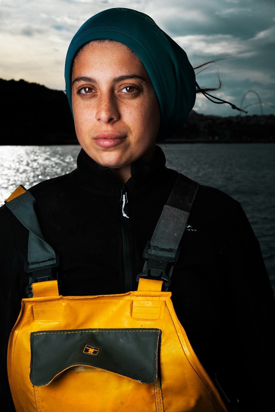 Alba Aguilera, frente a la costa de Barcelona.