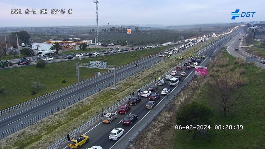 Corte total de la Autovía A-5, a la altura de Maqueda (Toledo)