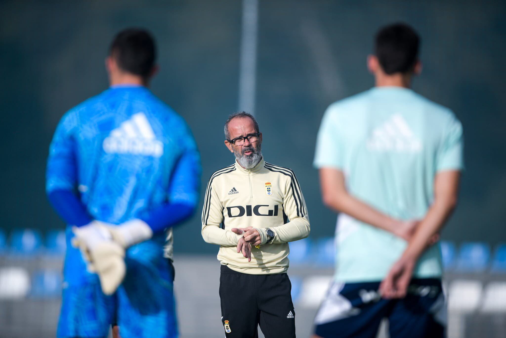 Álvaro Cervera durante un entrenamiento en El Requexón (Real Oviedo