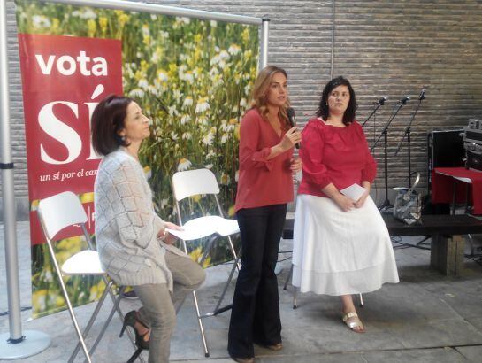 La candidata socialista, Susana Sumelzo, con Teresa Sevillano y Natalia Salvo