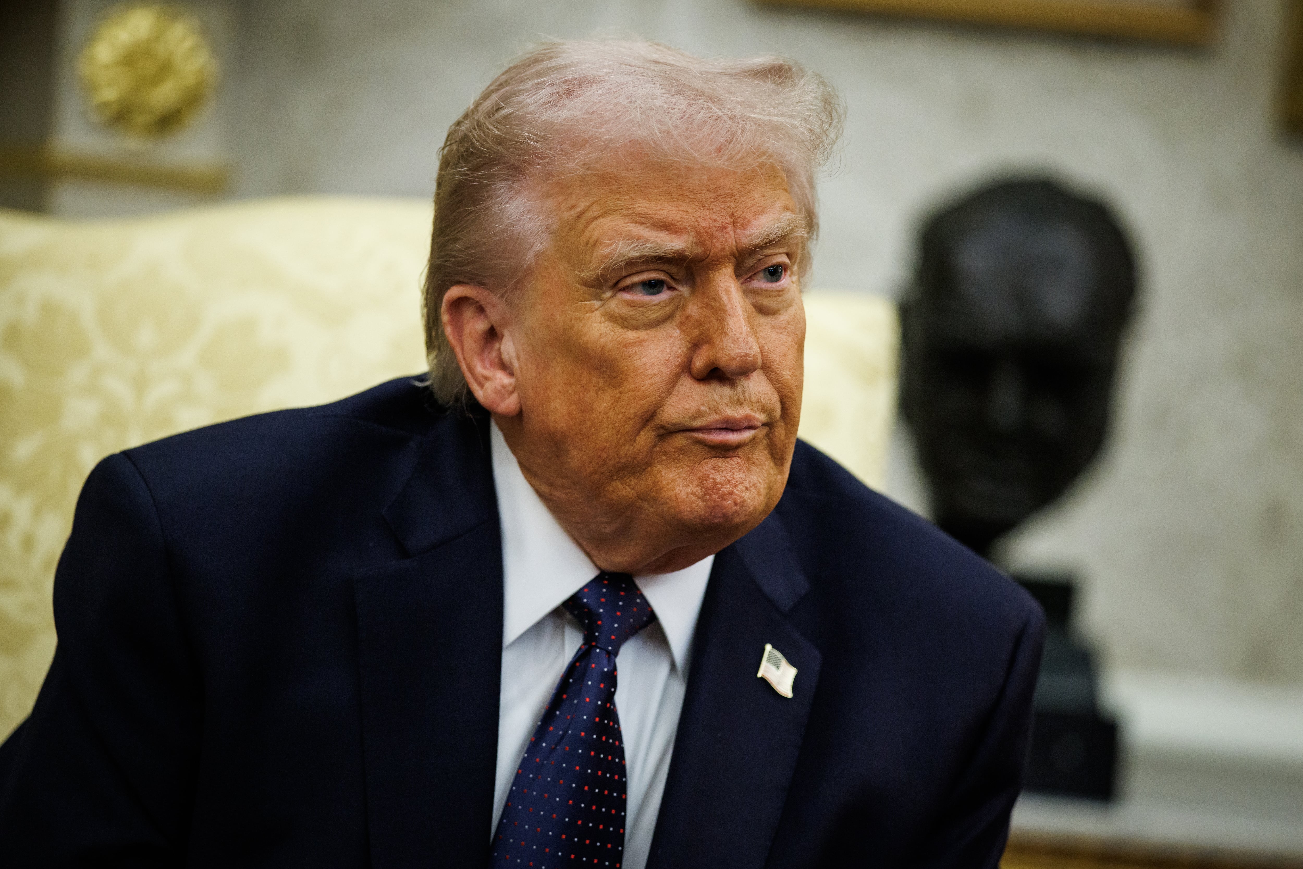 Donald Trump durante un encuentro bilateral con el canciller alemán Friedrich Merz