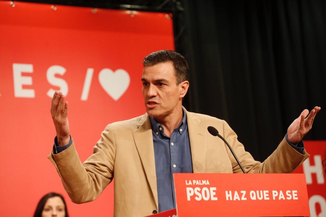 El líder del PSOE, Pedro Sánchez, en un mitin