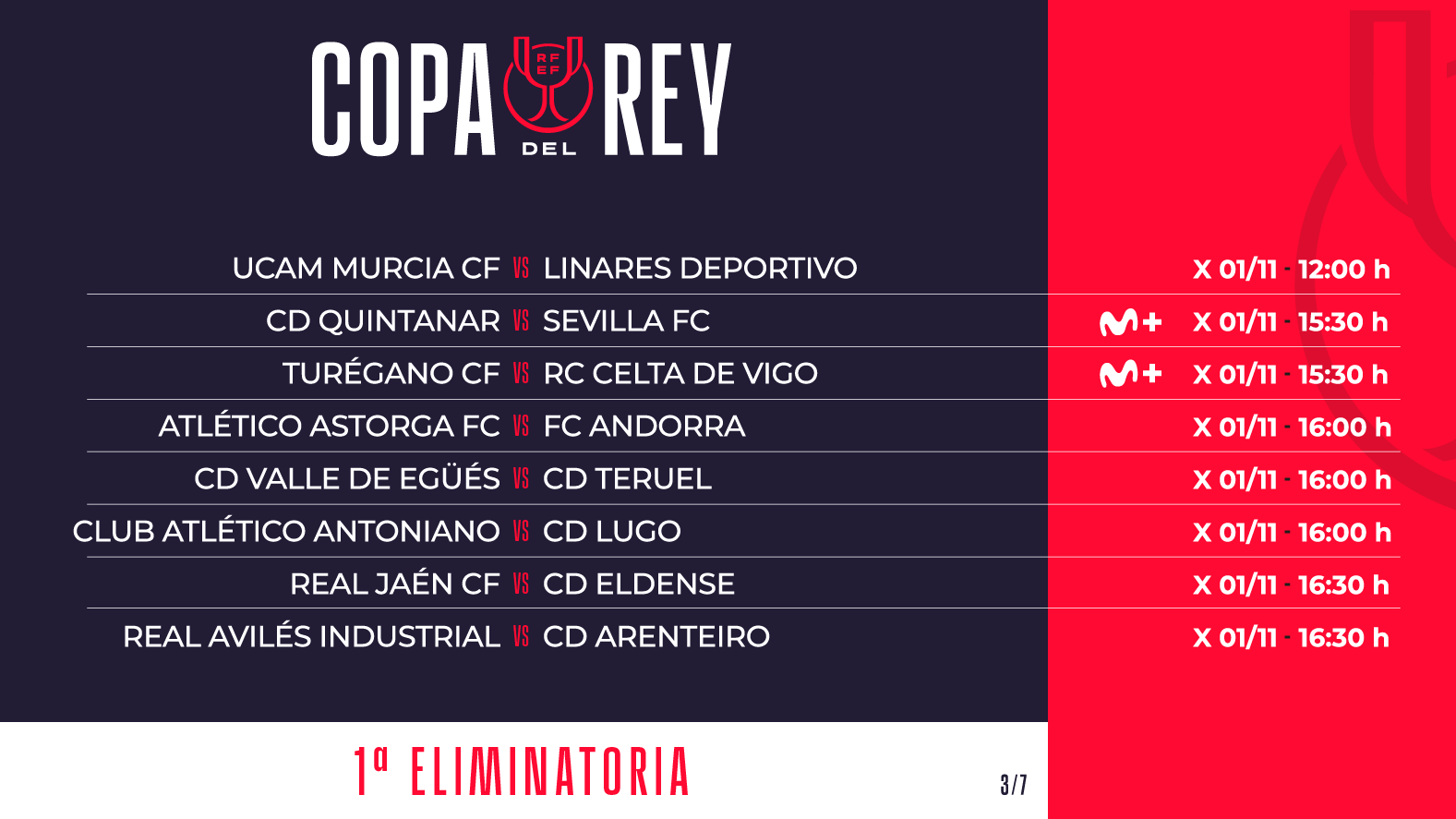 La RFEF de fútbol ha hecho público los horarios de La Copa del Rey