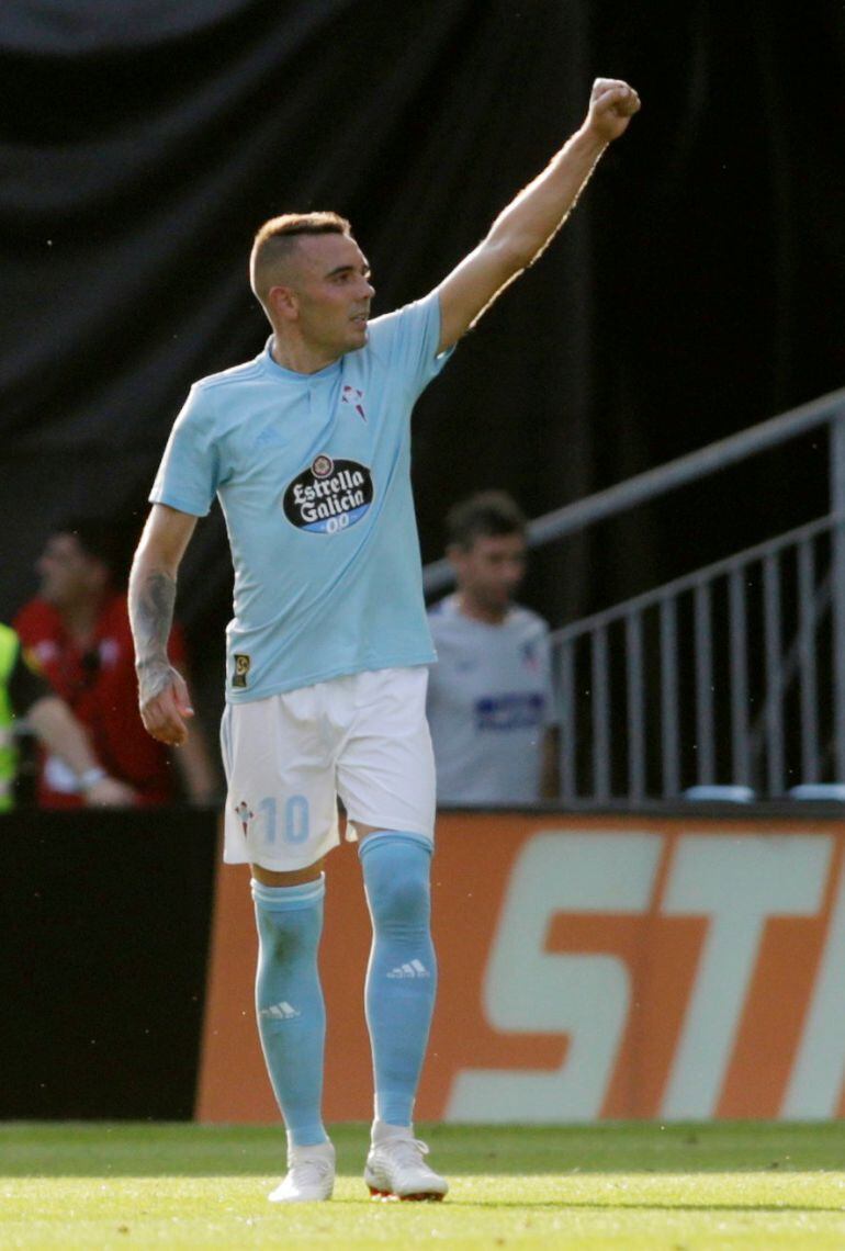 Iago Aspas celebra su gol contra el Atlético de Madrid