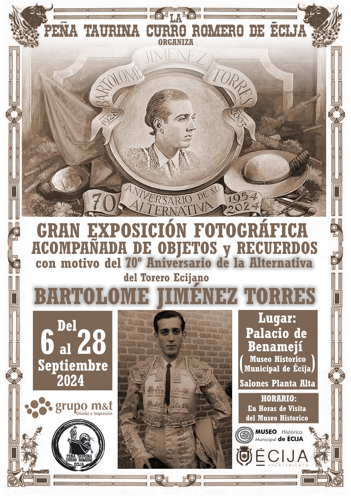 Cartel de la muestra que rendirá homenaje al torero astigitano Bartolomé Jiménez Torres