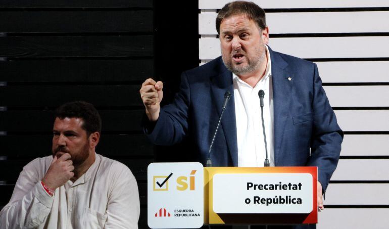 El vicepresident de la Generalitat, Oriol Junqueras, a l&#039;acte d&#039;ERC a Ripollet, el 26 de setembre de 2017. (Horitzontal)