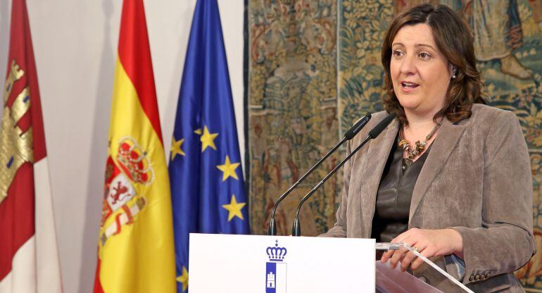 Patricia Franco, consejera de empleo de Castilla-La Mancha, durante la presentación de la primera fase del plan de empleo regional 