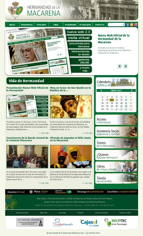 Pantalla de inicio de la nueva web macarena.