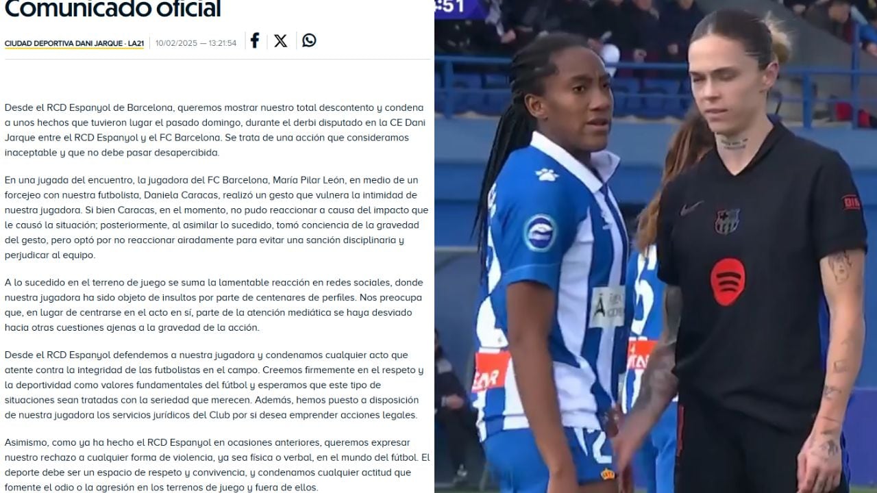 El RCD Espanyol condena la acción donde Mapi León toca las partes íntimas de Daniela Caracas