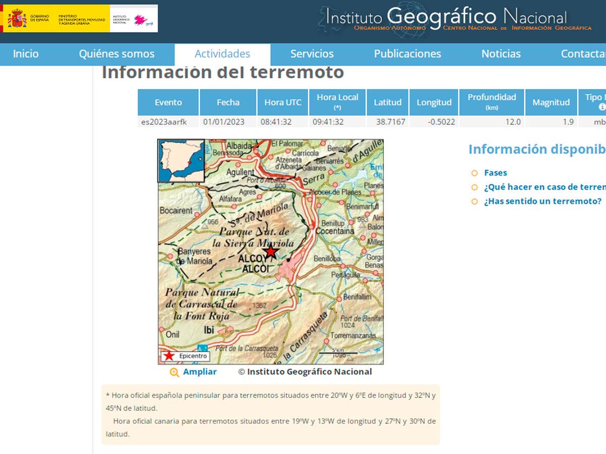 Alcoy registra un pequeño terremoto de intensidad 1,9
