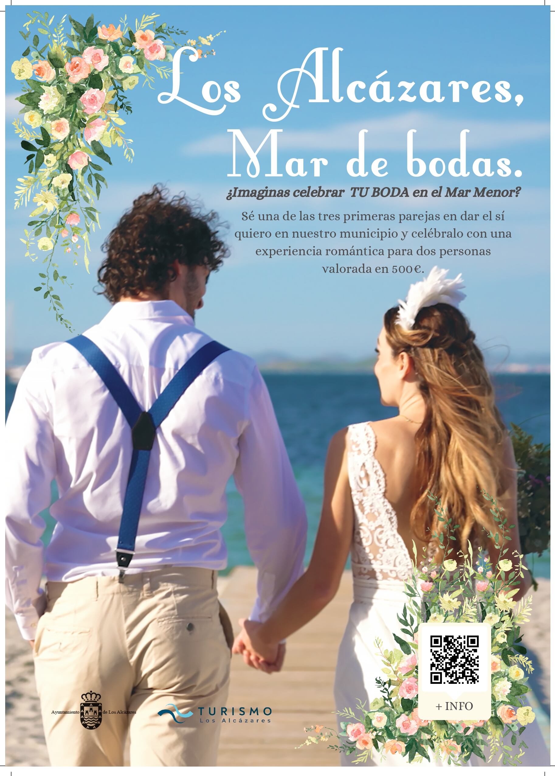 La concejalía de Turismo y Playas del Ayuntamiento de Los Alcázares anuncia que tres de las playas del municipio podrán acoger la celebración de bodas a orillas del Mar Menor