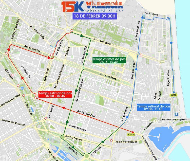 Cortes de tráfico este domingo por la carrera 15k