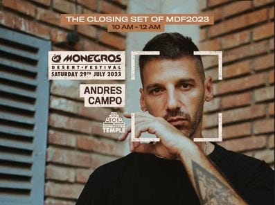 Imagen del DJ oscense Andrés Campo en una programación de Monegros Desert Festival en anteriores ediciones