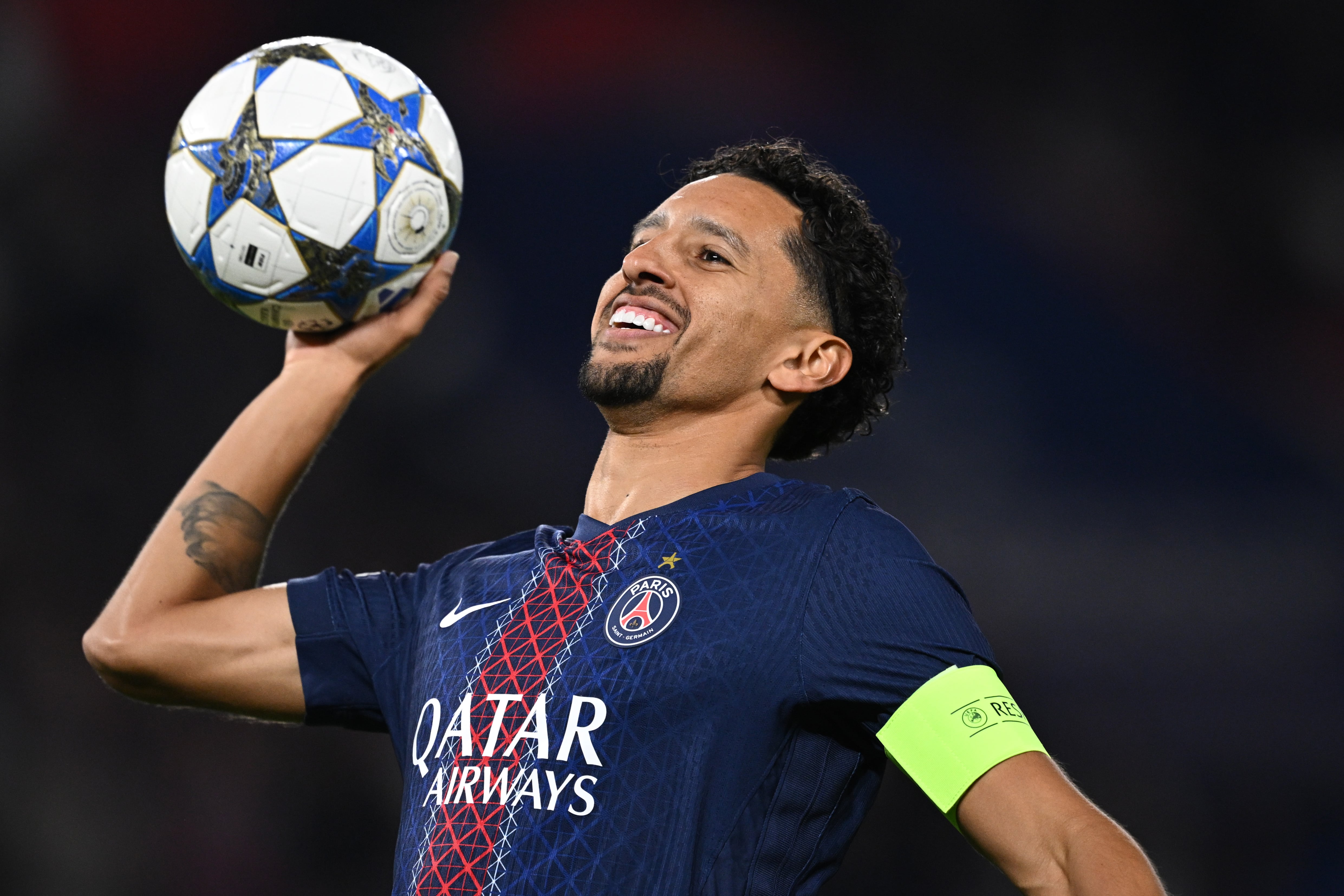  Marquinhos celebra un gol contra el Atalanta en la primera jornada de Champions
