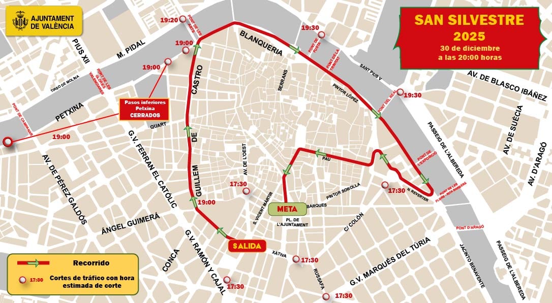 Dispositivo tráfico para la San Silvestre de Valencia 2025