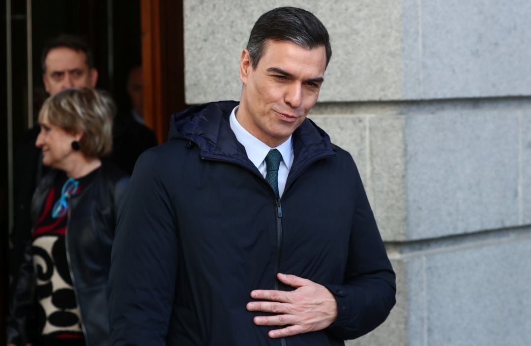 Pedro Sanchez, a la salida del hemiciclo tras la primera votación de investidura