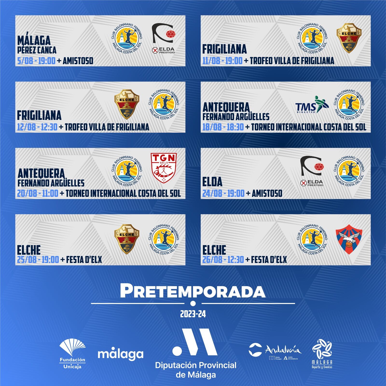 Calendario amistosos pretemporada Costa del Sol Málaga