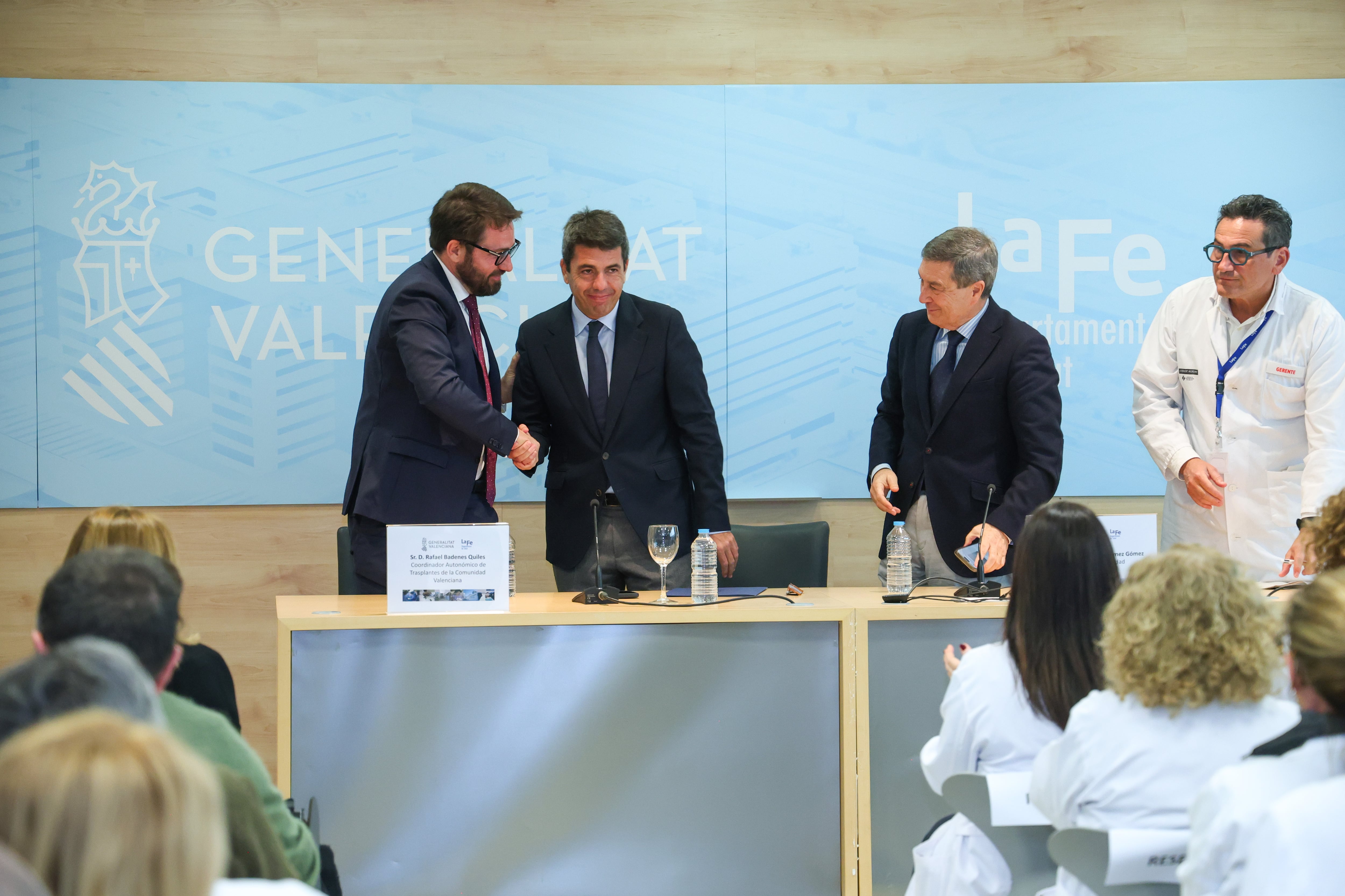 El jefe del Consell, Carlos Mazón, durante la presentación del balance del ejercicio 2024 que ha tenido lugar en el Hospital de La Fe de València