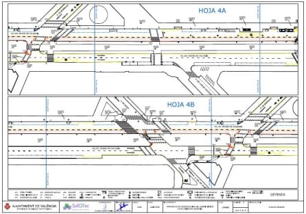 Plano del tramo del carril bici de Reino de Valencia en la intersección con Burriana