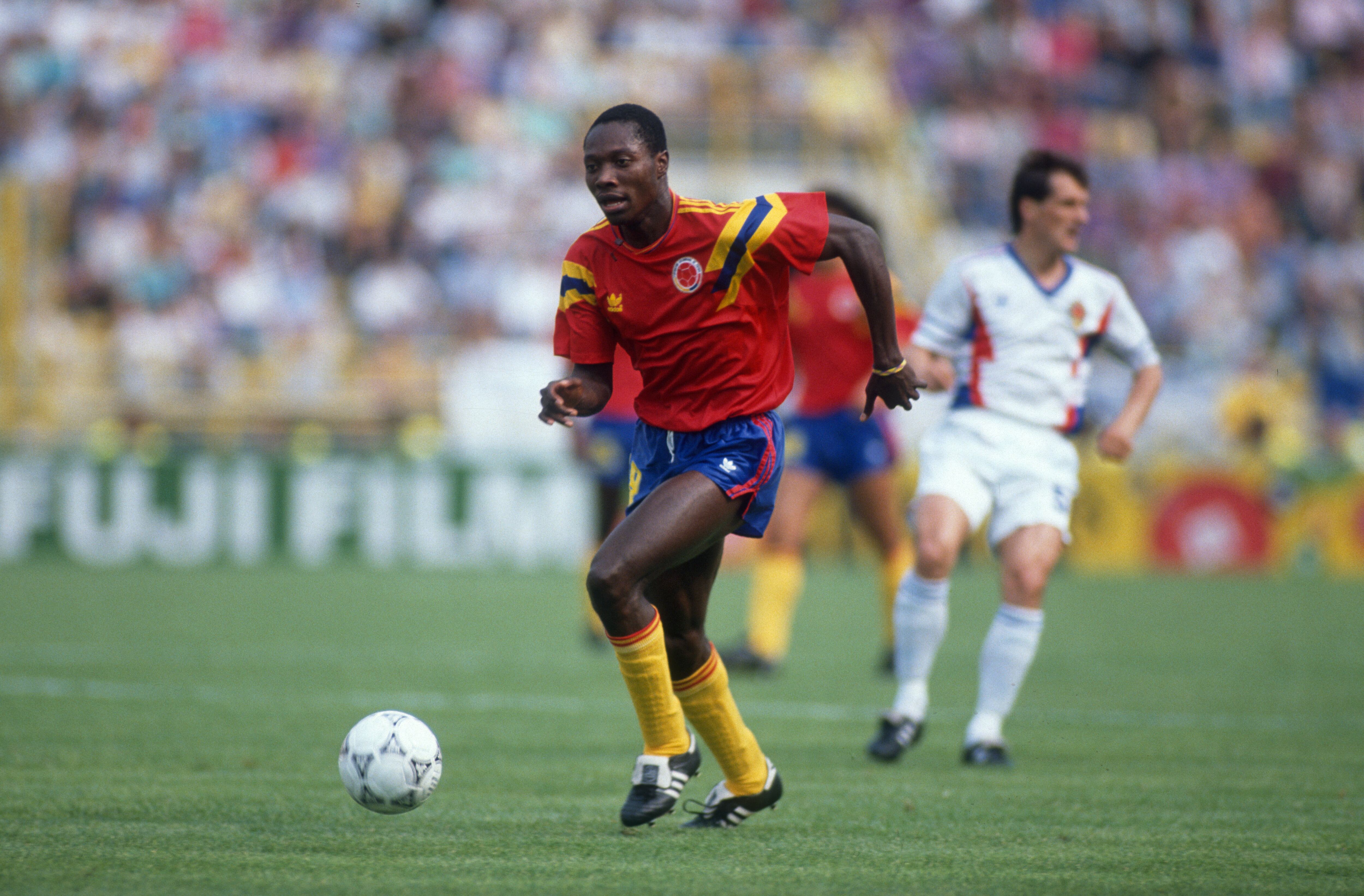 Freddy Rincon, con Colombia, en el Mundial de 1990