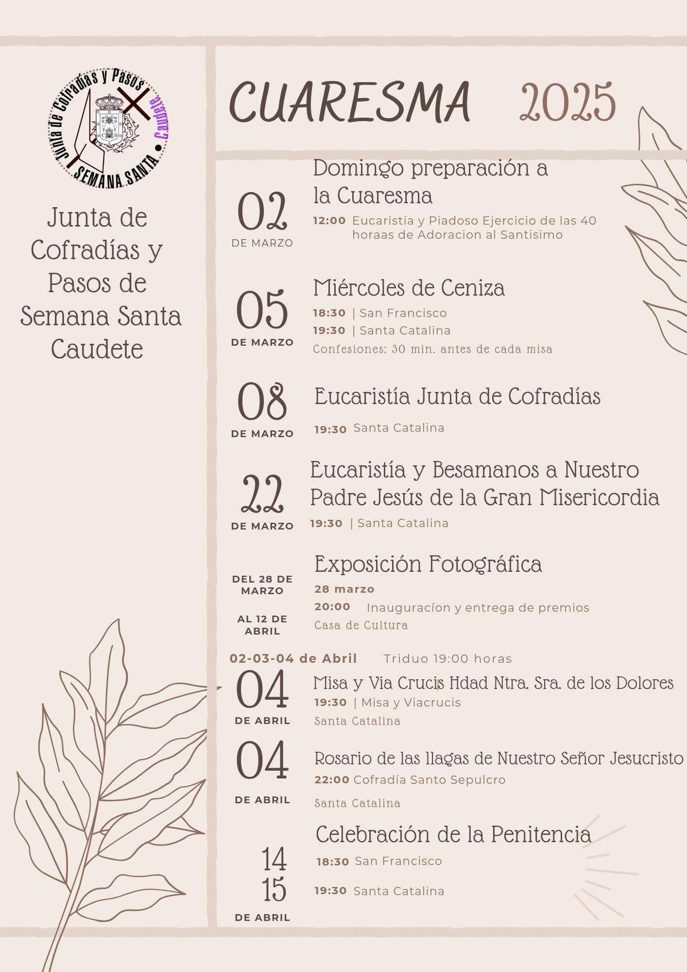 Actos previos de la Semana Santa