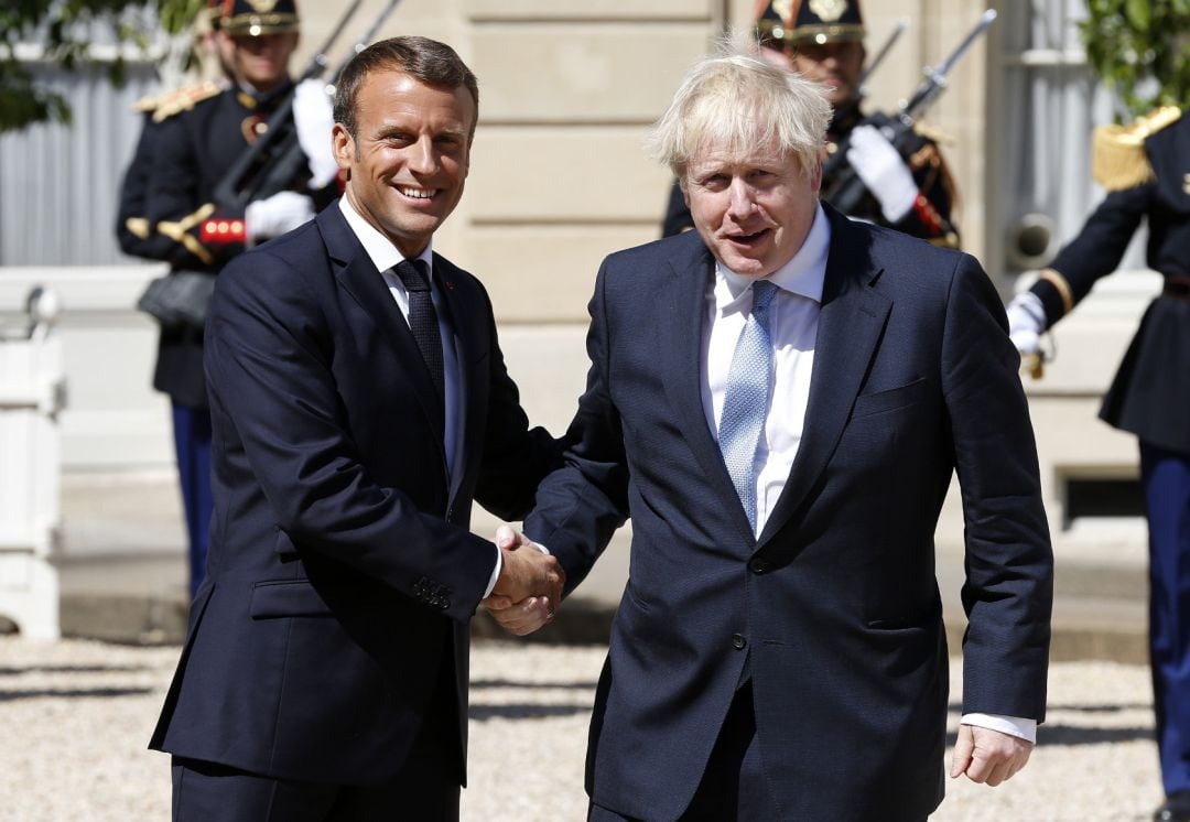 El presidente francés Emmanuel Macron y el primer ministro británico, Boris Johnson