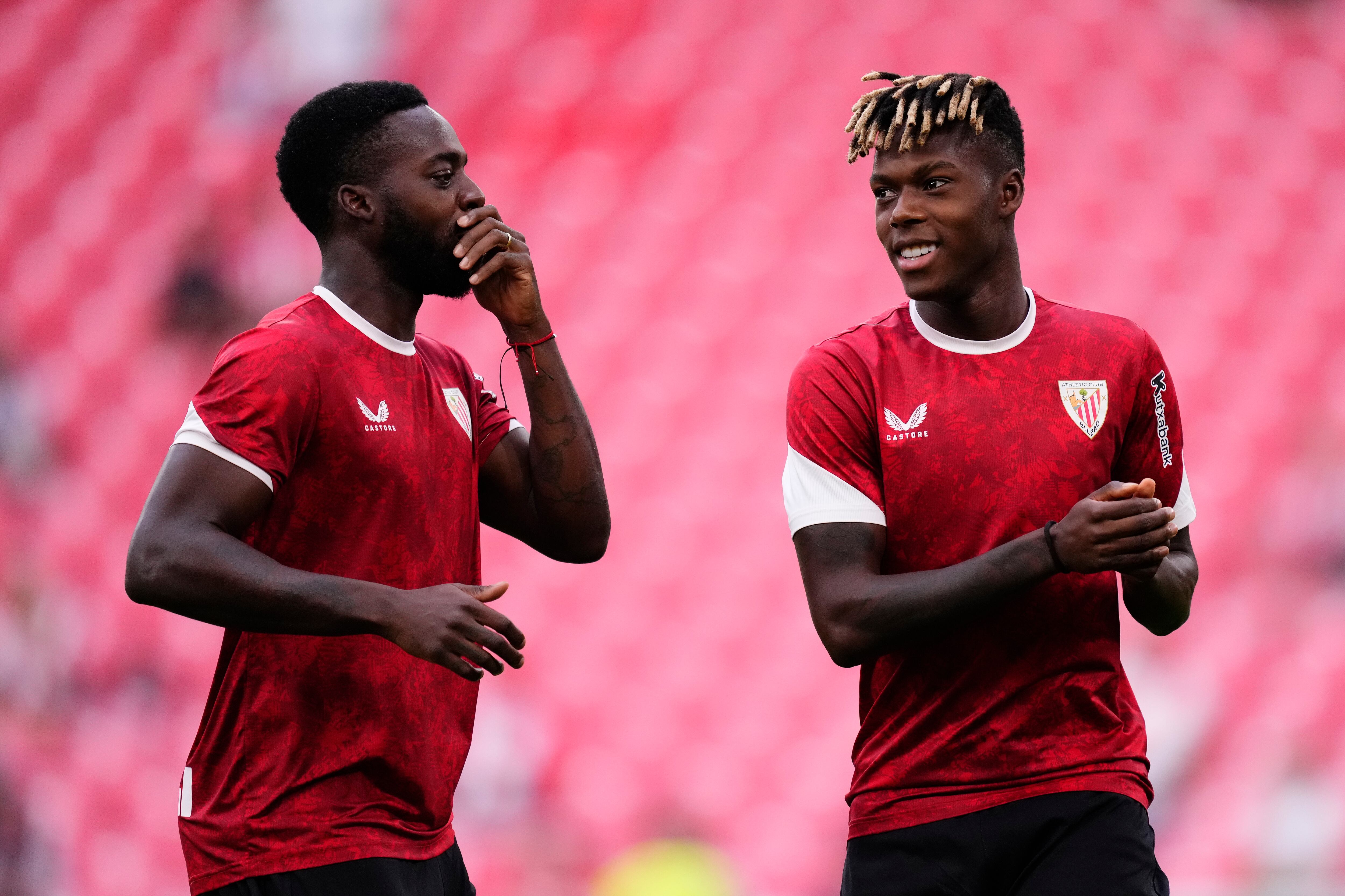 Iñaki Williams y Nico Williams, durante un entrenamiento