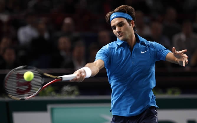 Federer durante el encuentro ante Berdych