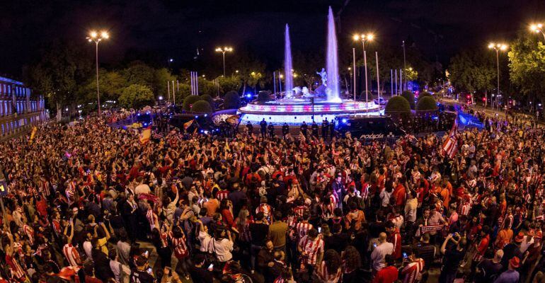 Imagen de la celebración del Atlético de Madrid tras ganar la Europa League