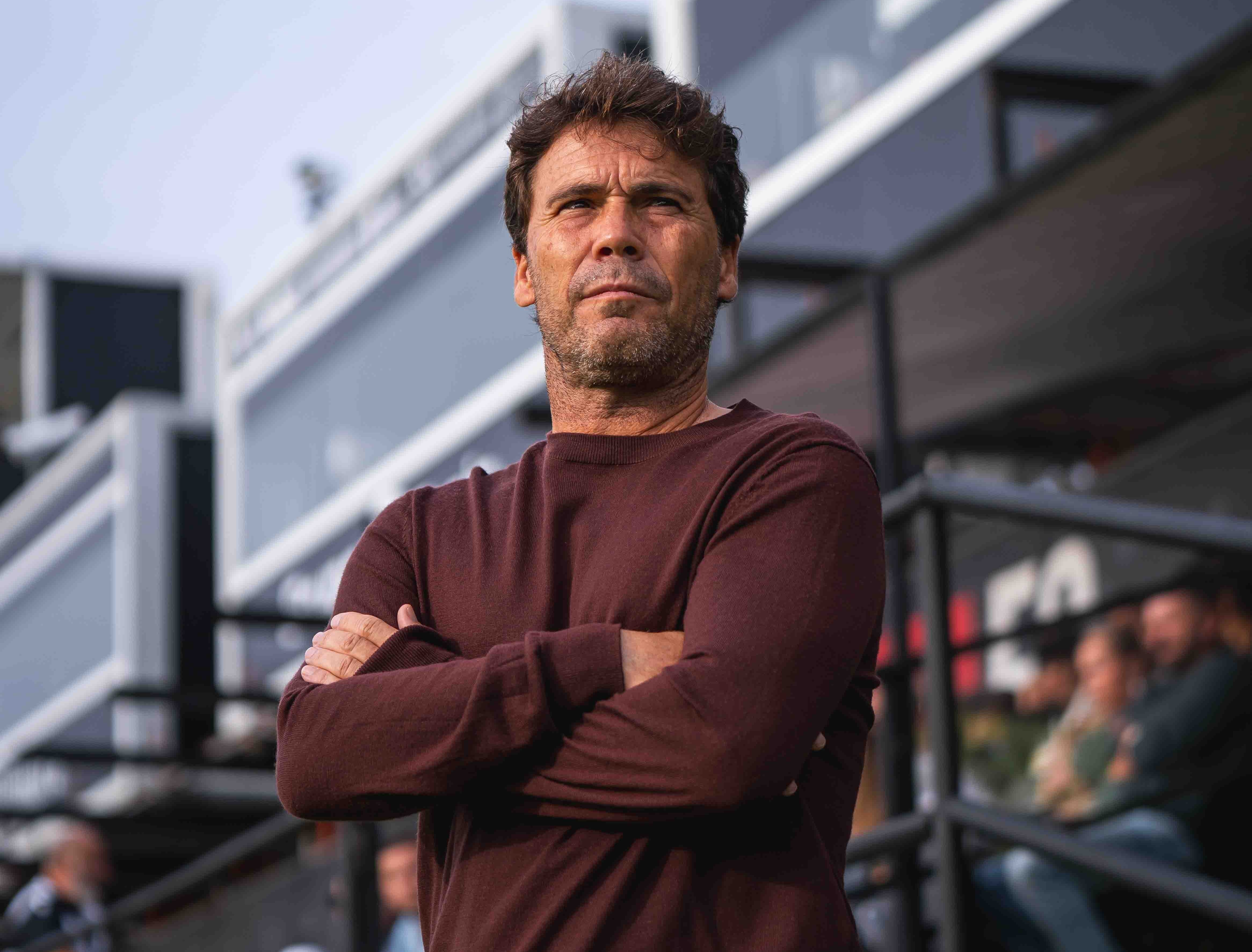 Rubi, en el Ceuta-Almería, partido que perdió el equipo rojiblanco, 3-2.