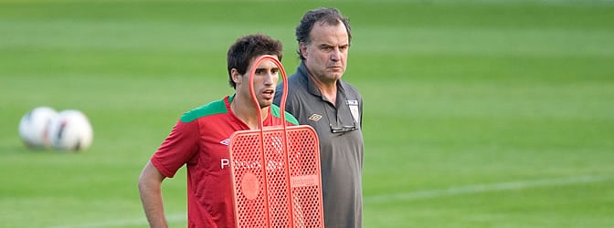 Javi Martínez y Bielsa, durante un entrenamiento