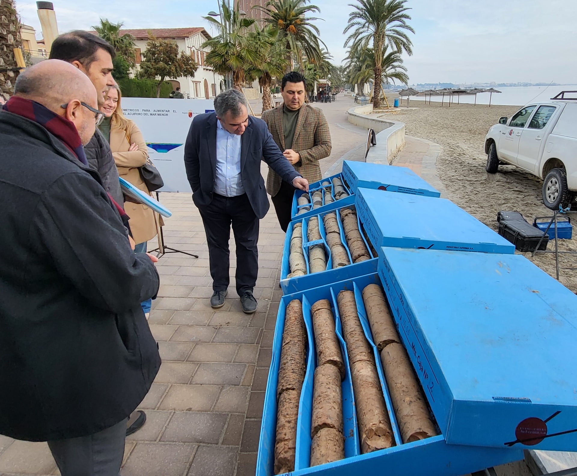 Red de piezómetros instalada en el litoral del Mar Menor para analizar el comportamiento del acuífero.