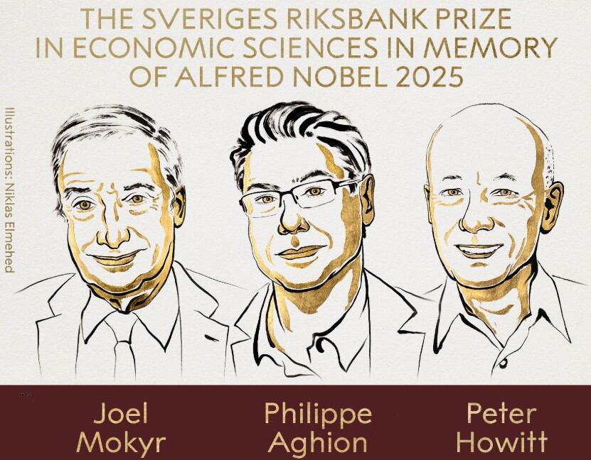 Joel Mokyr, Philippe Aghion y Peter Howitt, premio Nobel de Economía de 2025