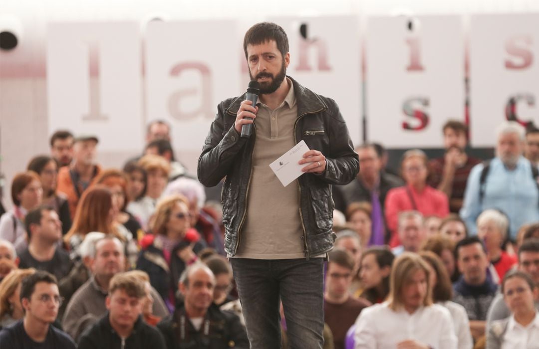 Juanma del Olmo durante un mitin en Valladolid en 2019.